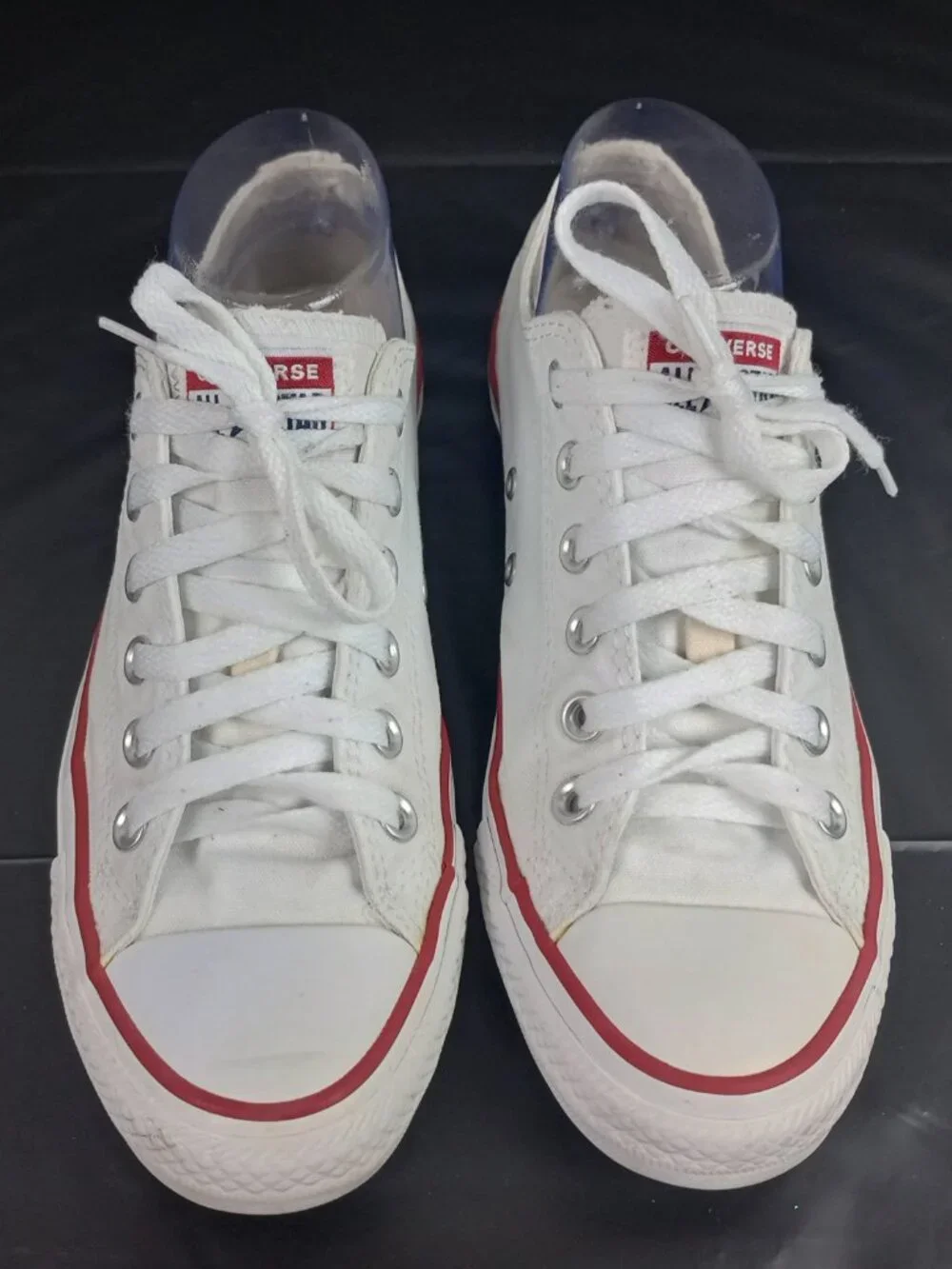 Converse All Star Mens‎ 5.5 Womens 7.5 White Blue Red Stripe Low Top Sneakers